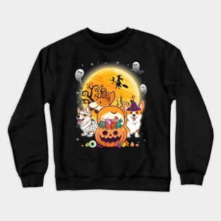 Welsh Corgi Cardigan Dog Mummy Witch Moon Ghosts Happy Halloween Thanksgiving Merry Christmas Day Crewneck Sweatshirt